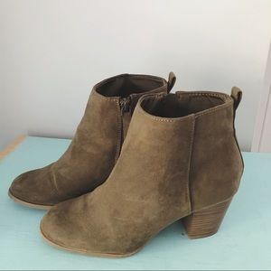 Olive Green Faux Suede Booties